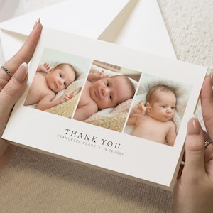 Jolies cartes de remerciement pour bébé, cartes de remerciement photo bébé fille, cartes de remerciement personnalisées pour bébé fille, carte postale de bébé garçon, carte de remerciement