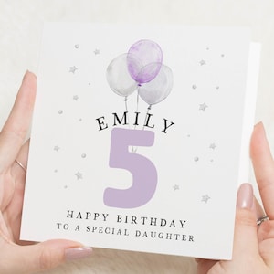 Carte 5e anniversaire fille, carte 5e anniversaire petite-fille, fille, 5e anniversaire nièce, cadeau 5e anniversaire fille, filleule