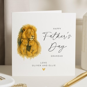 Fathers Day Card for Grandad, Grandad Fathers Day Card, Lion Card, Fathers Day Card from Grandchildren, Cute Animal Card