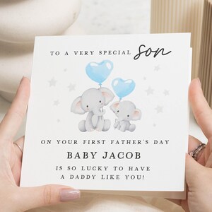 First Fathers Day Card for Son, Personalised Fathers Day Card, Daddy Elephant Card, Baby Boy Card, Fathers Day Card from Baby