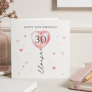 Carte 30e anniversaire pour elle, joyeux 30e anniversaire carte ami, 30e anniversaire ballon carte, 30e anniversaire carte Bestie, pour meilleur ami 30e