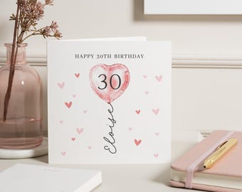 30th Birthday Card For Her, Happy 30th Birthday Card Friend, 30th Birthday Balloon Card, 30th Birthday Card Bestie, For Best Friend 30th