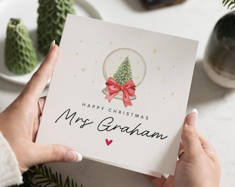 Carte de Noël pour professeur, Carte de Noël pour professeur, Cartes de Noël pour professeur, Cadeaux de Noël pour professeur, Carte de Noël personnalisée pour professeur