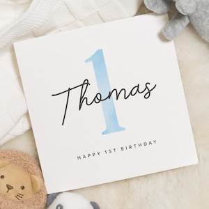 Carte 1er anniversaire pour garçon, carte 1er anniversaire de fils, cadeau spécial premier anniversaire pour petit-fils, carte de premier anniversaire, 1er anniversaire de neveu, bleu
