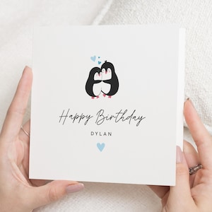 Tarjeta de cumpleaños para novio, tarjeta de cumpleaños de pingüino, tarjeta de cumpleaños para esposo, linda tarjeta de cumpleaños para esposo, tarjeta de cumpleaños para él, linda tarjeta
