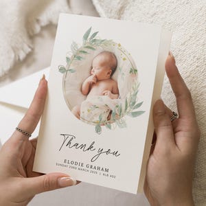Cartes de remerciement avec photo de bébé, jolies cartes de remerciement, cartes de remerciement personnalisées nouveau bébé fille, carte postale carte de remerciement, carte de bébé garçon