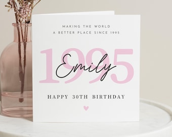 Carte 30e anniversaire ami, carte 30e anniversaire fille, cadeau 30e anniversaire pour femme, carte 30e anniversaire pour soeur, elle, meilleur ami