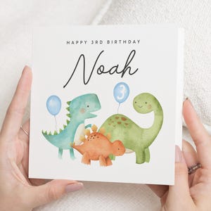 Cartão de 3º aniversário, cartão de aniversário de dinossauro, cartão de 3º aniversário de neto, cartão de 3º aniversário de sobrinho, cartão de 3º aniversário de menino, filho, cartão de dinossauro