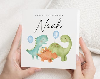3rd Birthday Card, Dinosaur Birthday Card, Grandson 3rd Birthday Card, Nephew 3rd Birthday Card, 3rd Birthday Card Boy, Son, Dinosaur Card
