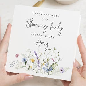 Carte d'anniversaire pour belle-soeur, carte d'anniversaire florale personnalisée, carte d'anniversaire pour elle, belle carte d'anniversaire fleurie