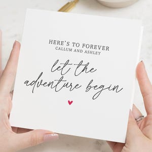 Carte de voeux de mariage, Here's To Forever, carte d'ami juste marié, carte de mariage d'un ami, félicitations pour mariage, que l'aventure commence