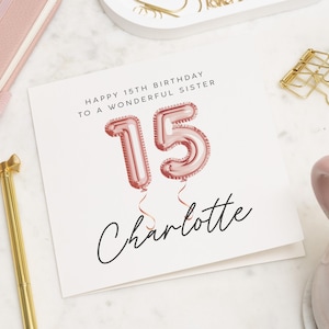 Personalisierte 15. Geburtstagskarte für Mädchen, Geburtstagskarte Schwester, Nichte 15. Geburtstagskarte, 15. Geburtstagsgeschenk Tochter für Enkelin