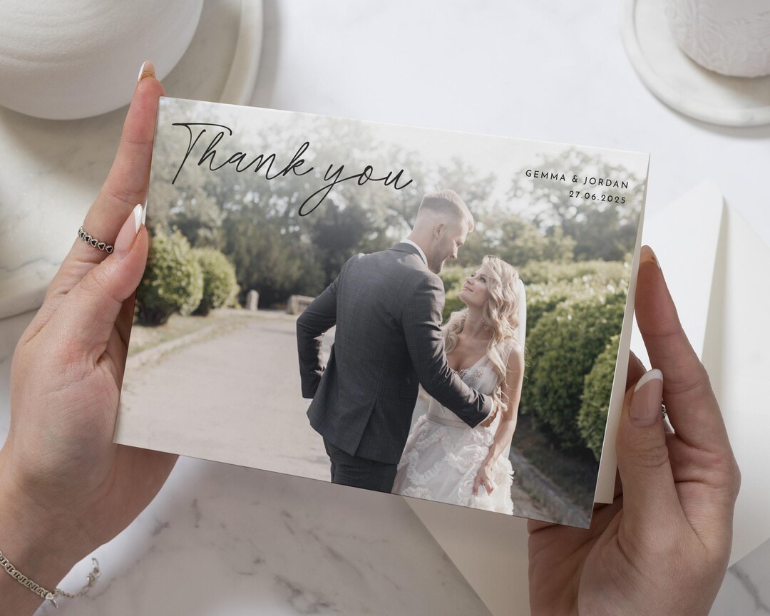 Custom Thank You Cards Wedding With Photo, Wedding Photo Thank You ...