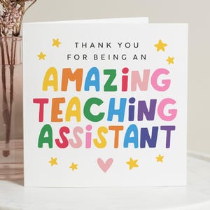 Cartão de agradecimento de fim de período letivo para professor, Cartão de agradecimento simples para assistente de ensino, Presente personalizado de fim de período letivo, Um grande agradecimento