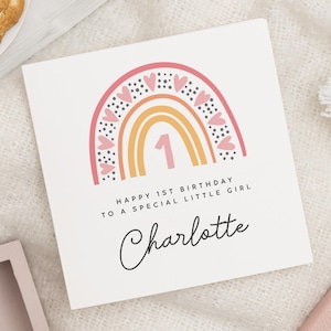 Carte 1er anniversaire fille, première carte d'anniversaire pour fille, carte 1er anniversaire fille, carte 1er anniversaire fille filleule, cadeau petite-fille