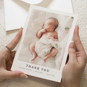 Novo bebê menino obrigado, cartões de agradecimento do bebê personalizados, cartões de agradecimento do bebê no batismo, agradecimento do bebê com fotos, nova menina