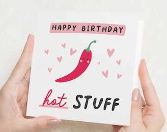 Boyfriend Birthday Card, Girlfriend Birthday Card, Birthday Card Girlfriend, Birthday Gift Boyfriend, Happy Birthday Hot Stuff, For Him
