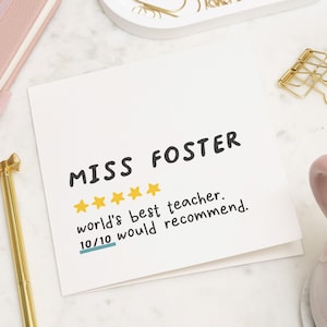 Cartão de agradecimento personalizado para professor, cartão de agradecimento simples para professor, presente de fim de ano para professor, fim de período para professor, um grande obrigado