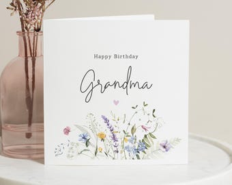 Cartes d'anniversaire fleuries pour grand-mère, carte d'anniversaire florale pour grand-mère, joyeux anniversaire pour grand-mère, carte d'anniversaire pour grand-mère, grand-mère, grand-mère