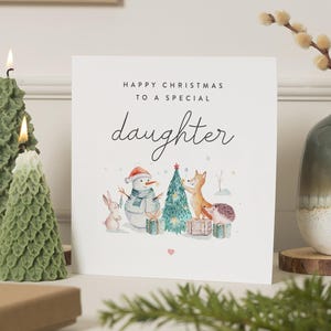 Tochter Weihnachtskarte, Weihnachtskarte für Tochter, personalisierte Weihnachtskarten Tochter, Weihnachtskarte Tochter, Tierweihnachtskarte