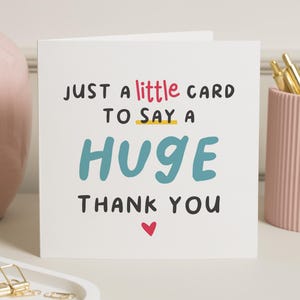 Carte de remerciement simple, petite carte pour dire un grand merci, carte de remerciement pour enseignant, carte de fin d'école pour enseignant, cadeau de fin d'année