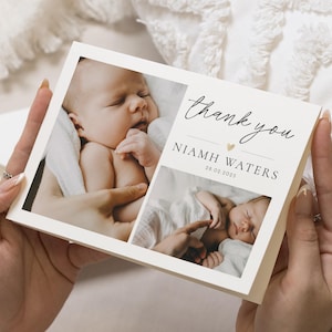 Cartes de remerciement personnalisées Nouveau bébé, Cartes de remerciement pliées, Cartes de remerciement avec photo de bébé, Cartes de remerciement de carte postale, Notes de remerciement