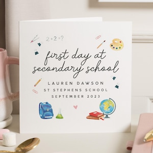 Carte premier jour d'école secondaire, cadeau personnalisé porte-bonheur premier jour d'école, joyeux premier jour d'école, cadeau premier jour d'école secondaire