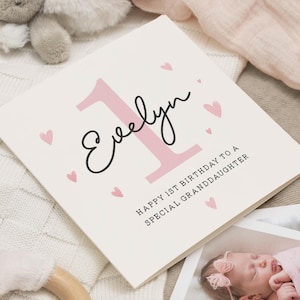 Carte 1er anniversaire personnalisée pour petite-fille, carte 1er anniversaire fille, joli cadeau premier anniversaire pour petite fille, cadeau 1er anniversaire nièce