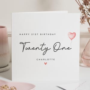 Cartão personalizado de 21º aniversário para ela, presente de aniversário para filha, cartão especial de 21º aniversário, presente de aniversário para amiga, cartão de 21º aniversário