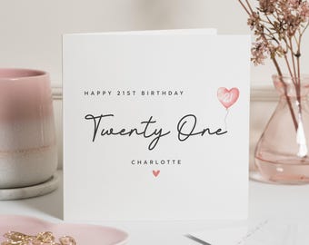 Personalised 21st Birthday Card For Her, Birthday Gift For Daughter, Special 21st Birthday Card, Friend Birthday Gift, Twenty First Card