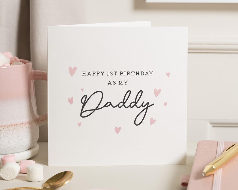 Carte de premier anniversaire en tant que papa, jolie carte d'anniversaire pour papa, carte d'anniversaire papa d'une petite fille, cadeau d'anniversaire poème papa, cadeau d'anniversaire papa image 1