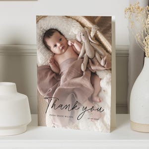 Biglietti di ringraziamento per neonata con foto, biglietti di ringraziamento personalizzati, biglietti per baby shower, biglietti per neonata, biglietti di ringraziamento per battesimo