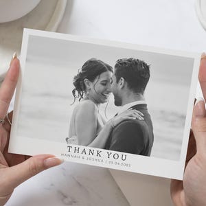 Cartoline di ringraziamento orizzontale, cartoline di ringraziamento per matrimonio, cartoline di ringraziamento personalizzate per matrimonio, con foto, cartoline di ringraziamento piegate