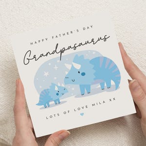 Fathers Day Card for Grandpa, Grandad Fathers Day Card, Personalised Dinosaur Card, Cute Fathers Day Card for Him, Card from Grandchild