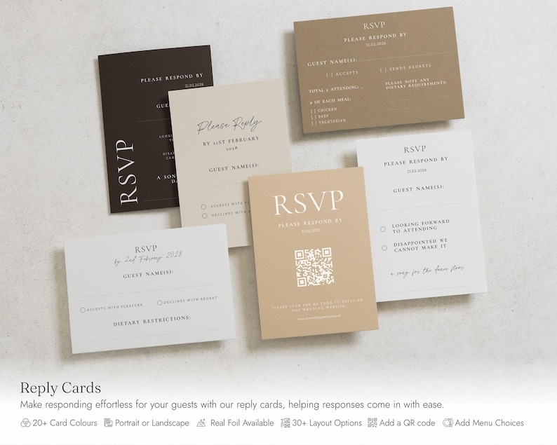 Minimalist Monogram Wedding Invitations, Elegant Black and White Wedding Invite, Simple Classic Wedding Stationery, Personalised Invite image 4