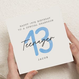 13. Geburtstagskarte für Enkel, Teenager-Geburtstagskarte, personalisierte Karte für Jungen, Geburtstagskarte für ihn, spezielle Enkelkarte