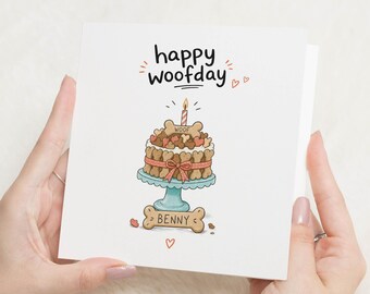Dog Birthday Card, Personalised Pet Birthday Card, Happy Woofday Card, Birthday Card for Dog Lover, Cute Puppy Birthday Card