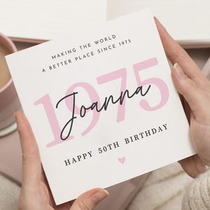 Cartão de aniversário de 50 anos para mulheres, presente de aniversário de 50 anos para mulheres, personalizado de 50 anos, cartão de aniversário de 50 anos para irmã, para mãe, cartão de aniversário de 50 anos para mãe