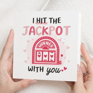 Biglietto di auguri per San Valentino, fortunato ad essere amato da te, regalo di San Valentino per lui, vinci il jackpot con te, regalo di San Valentino per fidanzato