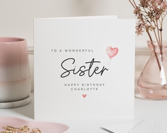Personalised Sister Birthday Card, Birthday Card For Sister, Sister Birthday Card, Birthday Gift Sister, For Special Sister, Big Sister Card