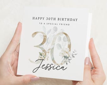 Carte 30e anniversaire pour elle, cadeau 30e anniversaire pour elle, cartes 30e anniversaire personnalisées, carte 30e anniversaire ami, pour fille, soeur