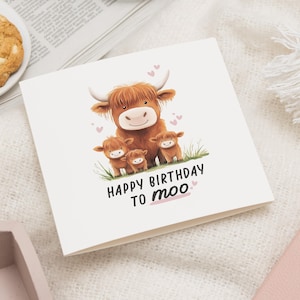 Geburtstagskarte Kuh für Mama, Highland Kuh Geburtstagskarte von Kindern, Mutter Geburtstagskarte Highland Kuh, Highland Cow Geburtstagskarte UK, Kuh Geschenke