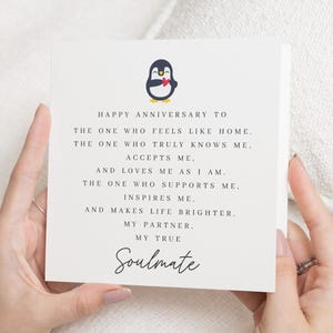Tarjeta de aniversario de bodas, tarjeta de aniversario de alma gemela, tarjeta de aniversario de esposo para él, tarjeta de aniversario de novio, para esposo, tarjeta con poema