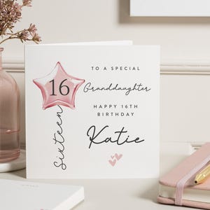 Carte de 16e anniversaire personnalisée pour fille, carte de 16e anniversaire de petite-fille, cadeau de 16e anniversaire pour nièce, souvenir de seizième anniversaire