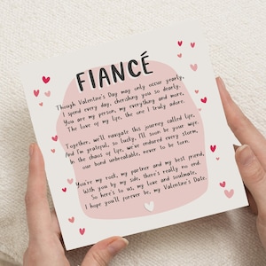 Tarjetas personalizadas para el día de San Valentín para prometidos, tarjeta con poema para el día de San Valentín para prometidos, prometido personalizado, tarjeta de San Valentín, regalo para el día de San Valentín para prometidos