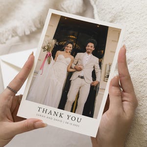 Cartes de remerciement personnalisées pour mariage, Cartes de remerciement pour mariage avec photo, Cartes de remerciement pliées, Cartes postales de remerciement pour mariage