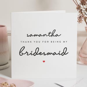 Biglietto di ringraziamento per damigella d'onore, biglietto di ringraziamento per damigella d'onore, damigella d'onore grazie, biglietto di ringraziamento per damigelle d'onore, regalo per damigelle d'onore, per lei, amica
