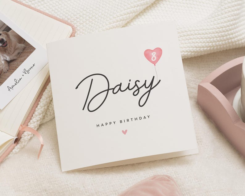 Carte 8e anniversaire fille, carte 8e anniversaire fille, carte joyeux 8e anniversaire, cadeau 8e anniversaire, pour nièce, carte petite-fille 8e anniversaire image 1