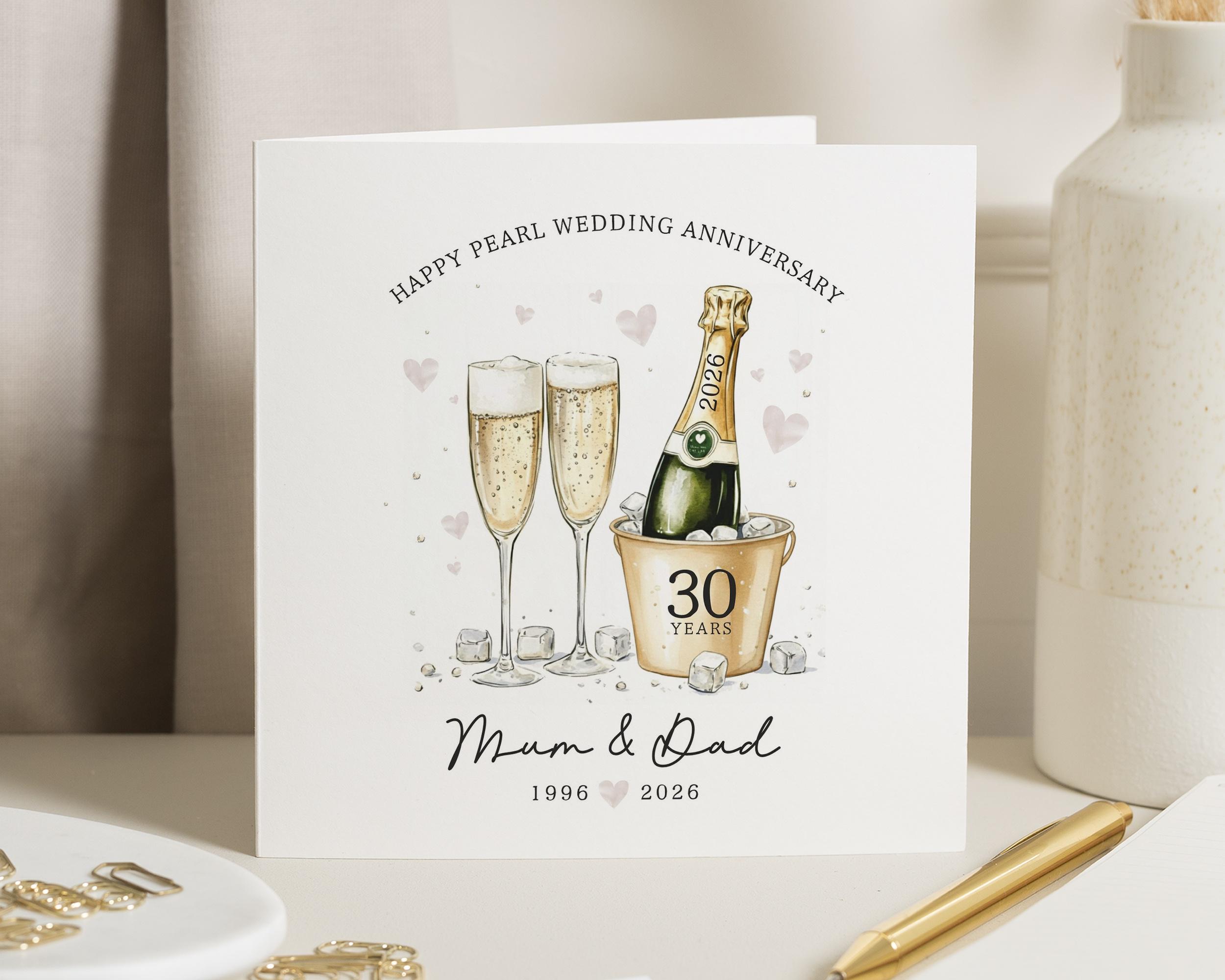 Pearl Wedding Anniversary Card, 30th Anniversary Card for Mum and Dad ...