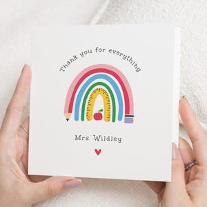 Gracias por todo, tarjeta personalizada para el profesor, tarjeta de agradecimiento para el profesor, tarjeta de fin de curso para el profesor, tarjeta de fin de curso
